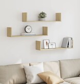 VidaXL Wandschappen 3 st 80x18x18 cm bewerkt hout sonoma eikenkleurig