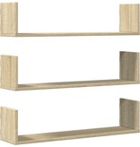 VidaXL Wandschappen 3 st 80x18x18 cm bewerkt hout sonoma eikenkleurig