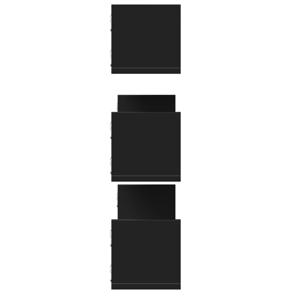VidaXL Wandschappen 3 st 80x18x18 cm bewerkt hout zwart