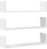VidaXL Wandschappen 3 st 80x18x18 cm bewerkt hout wit