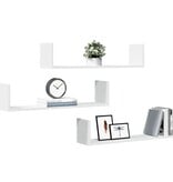 VidaXL Wandschappen 3 st 80x18x18 cm bewerkt hout wit