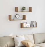 VidaXL Wandschappen 3 st 58x18x18 cm bewerkt hout artisanaal eiken