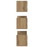 VidaXL Wandschappen 3 st 58x18x18 cm bewerkt hout artisanaal eiken