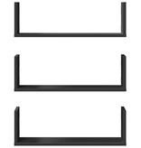 VidaXL Wandschappen 3 st 58x18x18 cm bewerkt hout zwart