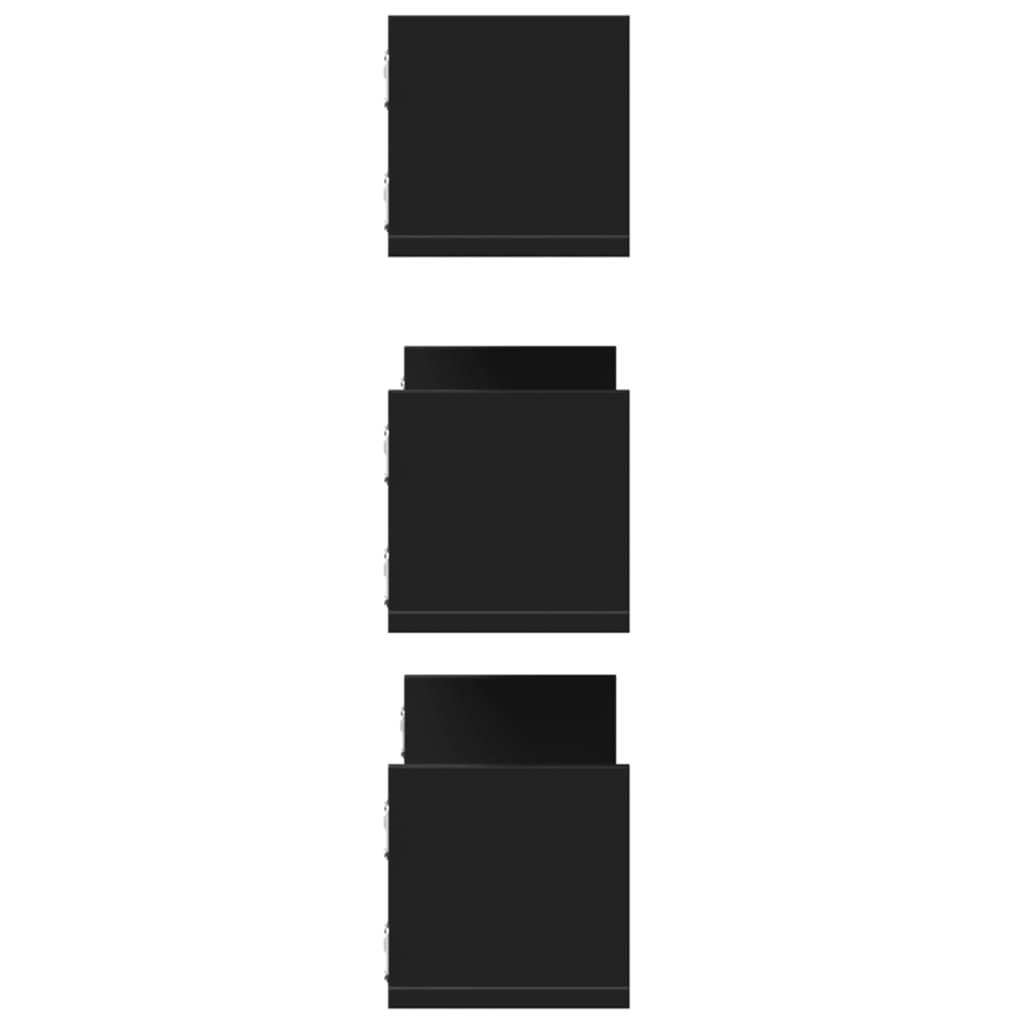 VidaXL Wandschappen 3 st 58x18x18 cm bewerkt hout zwart