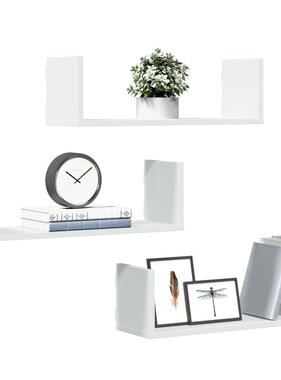 VidaXL Wandschappen 3 st 58x18x18 cm bewerkt hout wit