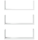 VidaXL Wandschappen 3 st 58x18x18 cm bewerkt hout wit