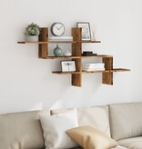 VidaXL Wandschap 124,5x18x60,5 cm bewerkt hout oud houtkleurig