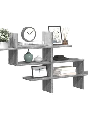 VidaXL Wandschap 124,5x18x60,5 cm bewerkt hout grijs sonoma eikenkleur