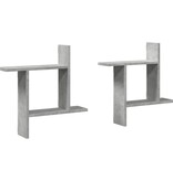 VidaXL Wandschappen 2 st 50x12x50 cm bewerkt hout betongrijs