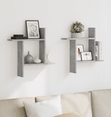 VidaXL Wandschappen 2 st 50x12x50 cm bewerkt hout betongrijs
