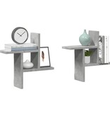 VidaXL Wandschappen 2 st 38x12x38 cm bewerkt hout betongrijs