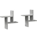 VidaXL Wandschappen 2 st 38x12x38 cm bewerkt hout betongrijs