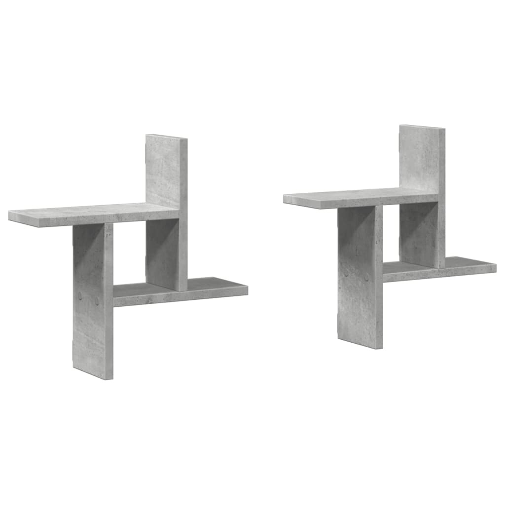 VidaXL Wandschappen 2 st 38x12x38 cm bewerkt hout betongrijs