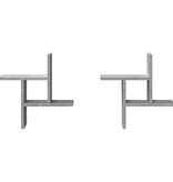 VidaXL Wandschappen 2 st 38x12x38 cm bewerkt hout betongrijs