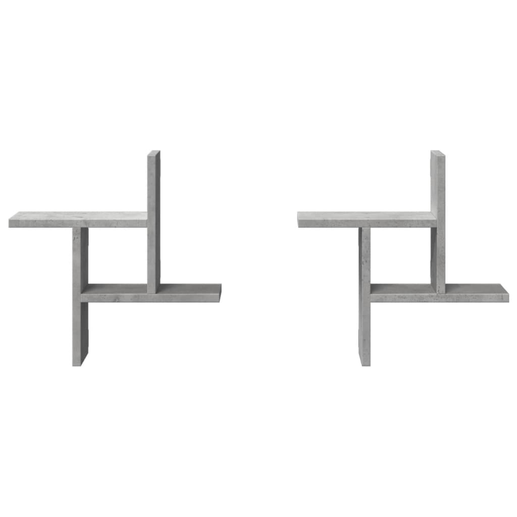 VidaXL Wandschappen 2 st 38x12x38 cm bewerkt hout betongrijs