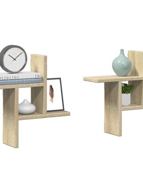 VidaXL Wandschappen 2 st 38x12x38 cm bewerkt hout sonoma eikenkleurig