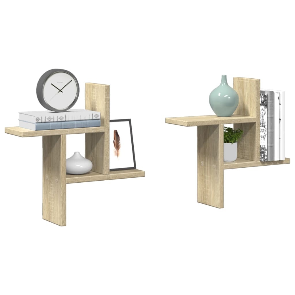VidaXL Wandschappen 2 st 38x12x38 cm bewerkt hout sonoma eikenkleurig