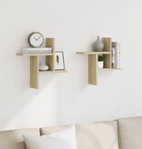 VidaXL Wandschappen 2 st 38x12x38 cm bewerkt hout sonoma eikenkleurig