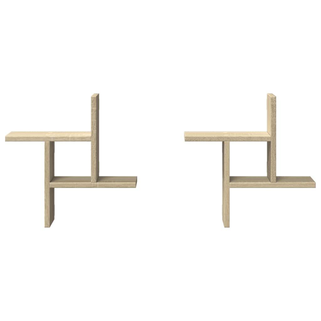 VidaXL Wandschappen 2 st 38x12x38 cm bewerkt hout sonoma eikenkleurig