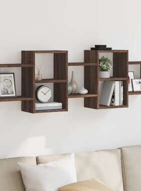 VidaXL Wandschap 129x18x42 cm bewerkt hout bruin eikenkleurig