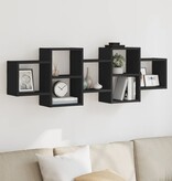 VidaXL Wandschap 129x18x42 cm bewerkt hout zwart