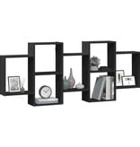 VidaXL Wandschap 159x18x65 cm bewerkt hout zwart