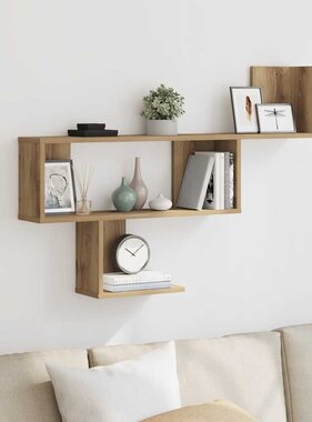 VidaXL Wandschap 100x15x70 cm bewerkt hout artisanaal eikenkleurig