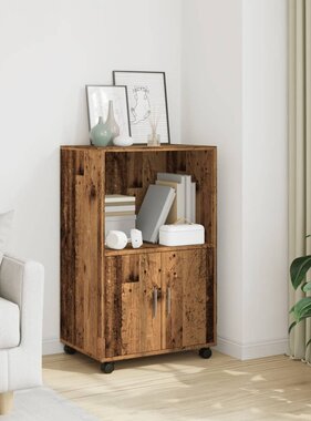 VidaXL Rolkast 55x40x91 cm bewerkt hout oud houtkleurig