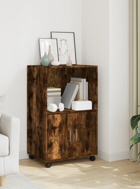 VidaXL Rolkast 55x40x91 cm bewerkt hout gerookt eikenkleurig