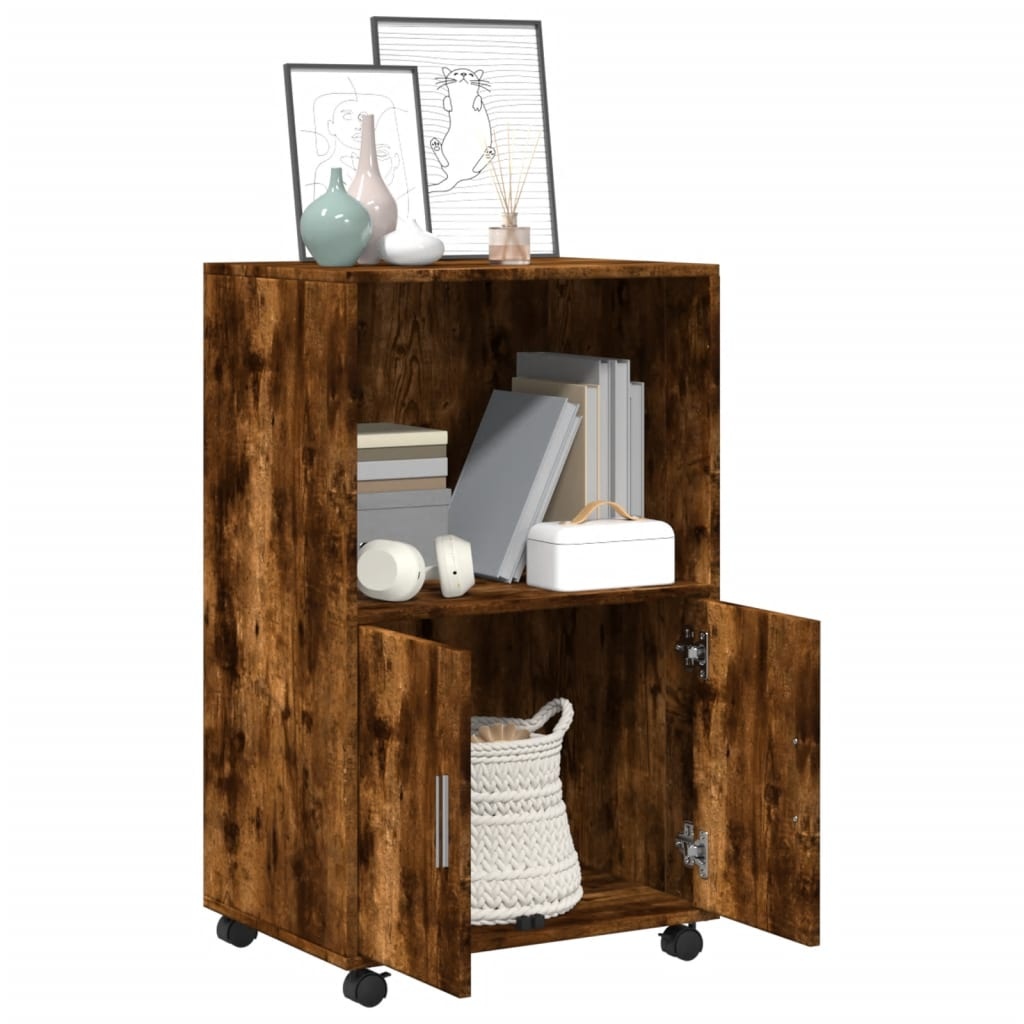 VidaXL Rolkast 55x40x91 cm bewerkt hout gerookt eikenkleurig