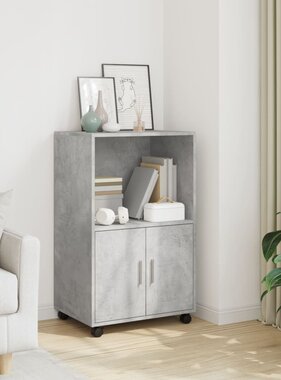 VidaXL Rolkast 55x40x91 cm bewerkt hout betongrijs