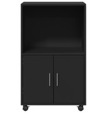 VidaXL Rolkast 55x40x91 cm bewerkt hout zwart