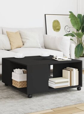 VidaXL Salontafel 80x80x40 cm bewerkt hout zwart