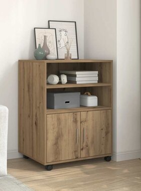 VidaXL Rolkast 60x48x81 cm bewerkt hout artisanaal eikenkleurig