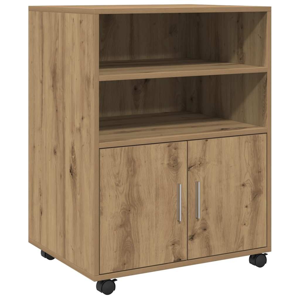 VidaXL Rolkast 60x48x81 cm bewerkt hout artisanaal eikenkleurig