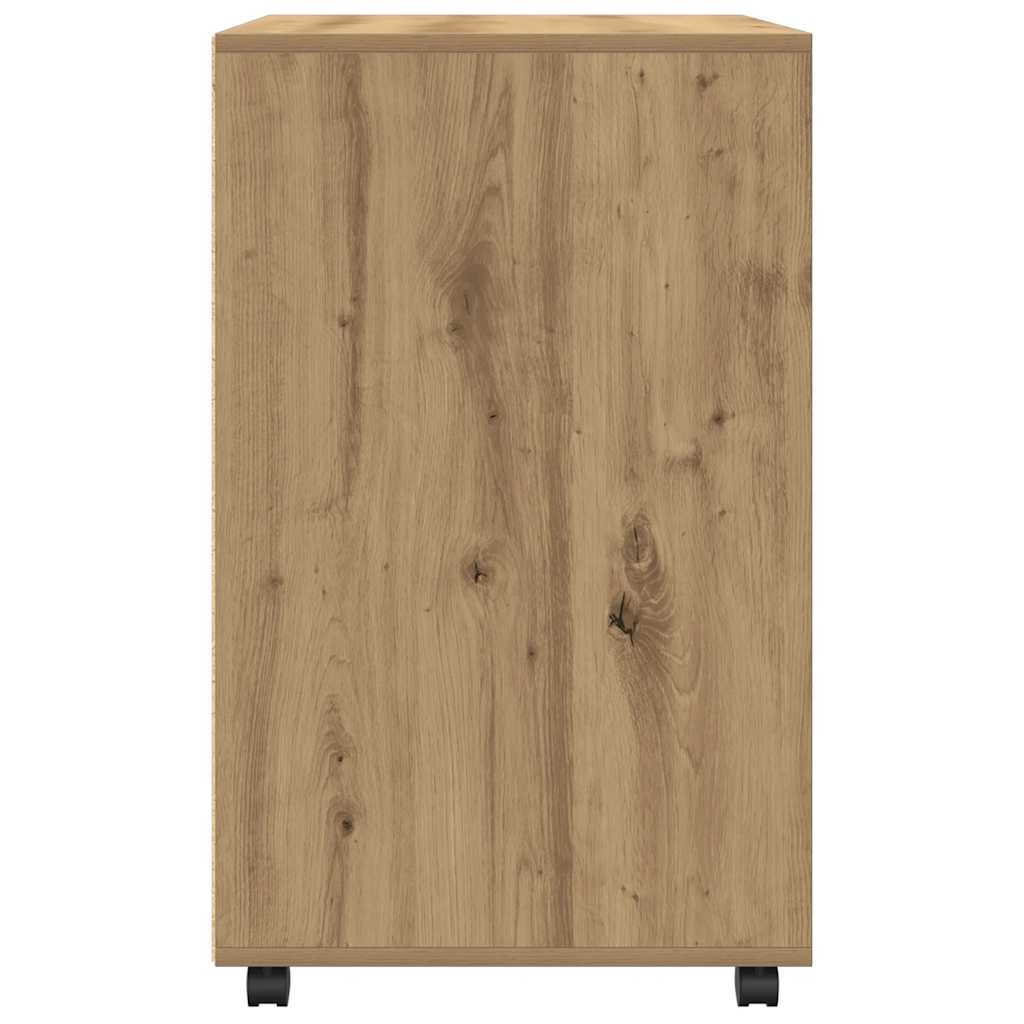 VidaXL Rolkast 60x48x81 cm bewerkt hout artisanaal eikenkleurig