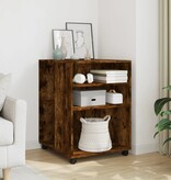 VidaXL Bijzettafel met wieltjes 55x60x78 cm hout gerookt eikenkleurig