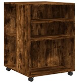 VidaXL Bijzettafel met wieltjes 55x60x78 cm hout gerookt eikenkleurig