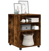 VidaXL Bijzettafel met wieltjes 55x60x78 cm hout gerookt eikenkleurig