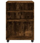VidaXL Bijzettafel met wieltjes 55x60x78 cm hout gerookt eikenkleurig