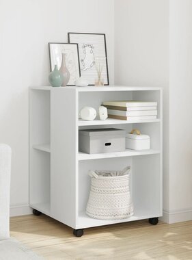 VidaXL Bijzettafel met wieltjes 55x60x78 bewerkt hout wit