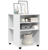 VidaXL Bijzettafel met wieltjes 55x60x78 bewerkt hout wit