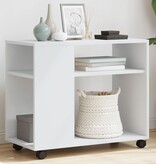 VidaXL Bijzettafel met wieltjes 70x35x60 cm bewerkt hout wit