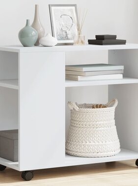VidaXL Bijzettafel met wieltjes 70x35x60 cm bewerkt hout wit