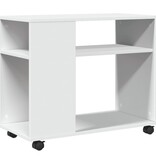 VidaXL Bijzettafel met wieltjes 70x35x60 cm bewerkt hout wit
