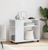 VidaXL Bijzettafel met wieltjes 70x35x60 cm bewerkt hout wit