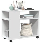 VidaXL Bijzettafel met wieltjes 70x35x60 cm bewerkt hout wit
