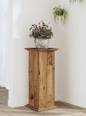 VidaXL Plantenstandaard 33x33x80 cm bewerkt hout oud houtkleurig