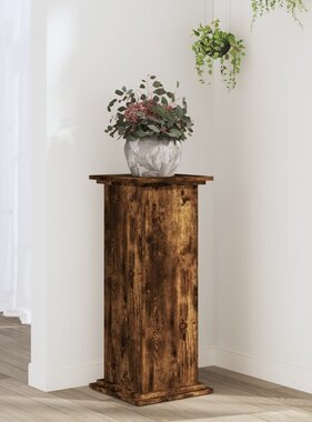 VidaXL Plantenstandaard 33x33x80 cm bewerkt hout gerookt eikenkleurig